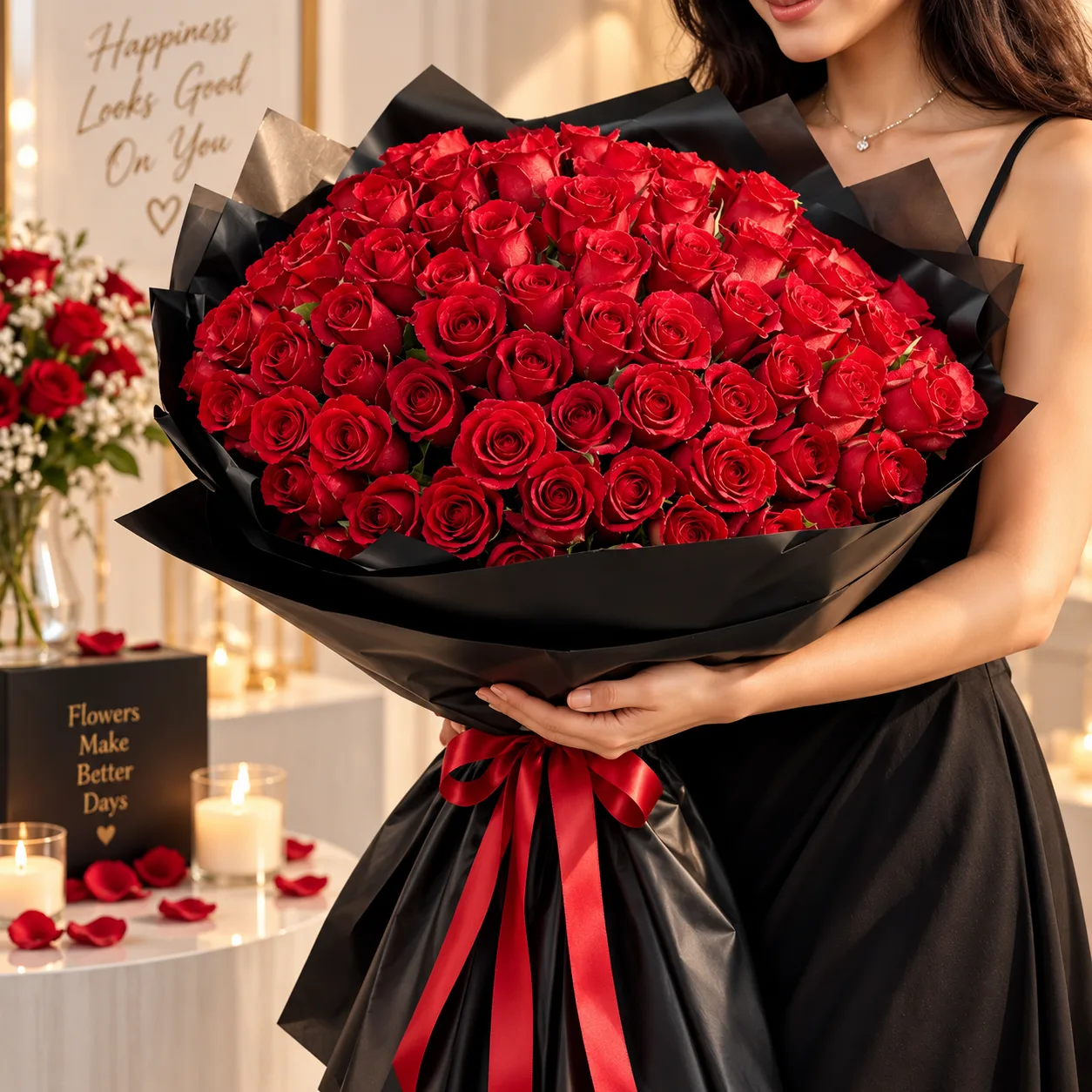 Midnight Crimson Luxury Rose Bouquet
